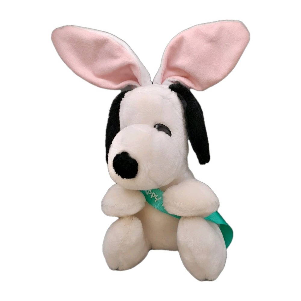 Vintage Hallmark Snoopy 8" Plush Easter Bunny Dog Rabbit Ears Ambassador